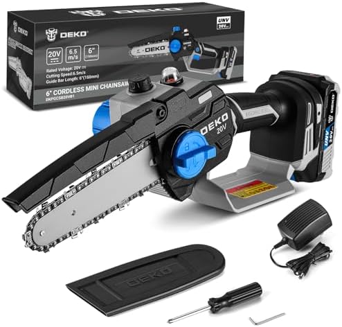 Mini Chainsaw Cordless: DEKOPRO 6 Inch Small Electric Hand Chainsaw Battery