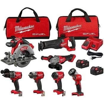 Milwaukee M18 FUEL 18V Lithium-Ion Brushless Cordless Combo Kit with Two 5.0 Ah