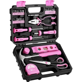DEKOPRO Tool Set for Women: Pink Tool Set for Home Repair, Womens Tool Kit